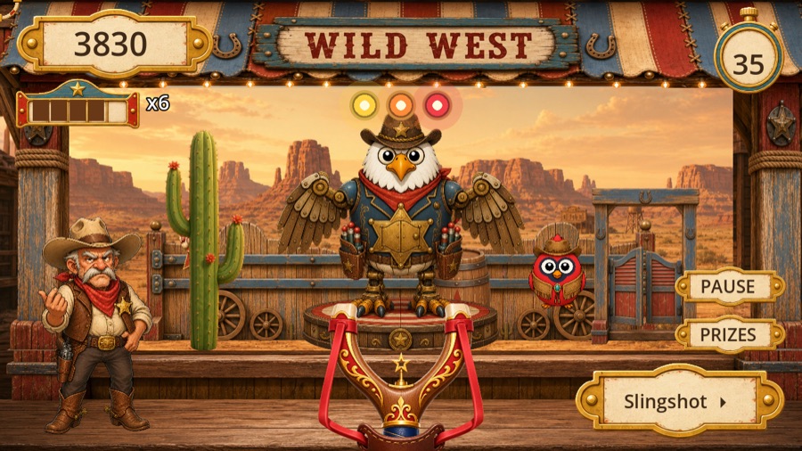 the Wild West booth, a tin gallery of rail targets